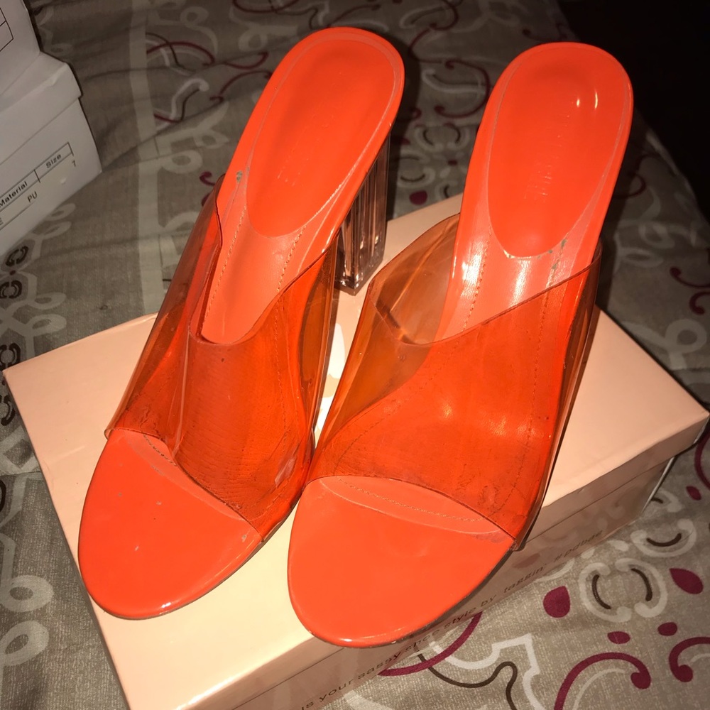 Clear orange heels